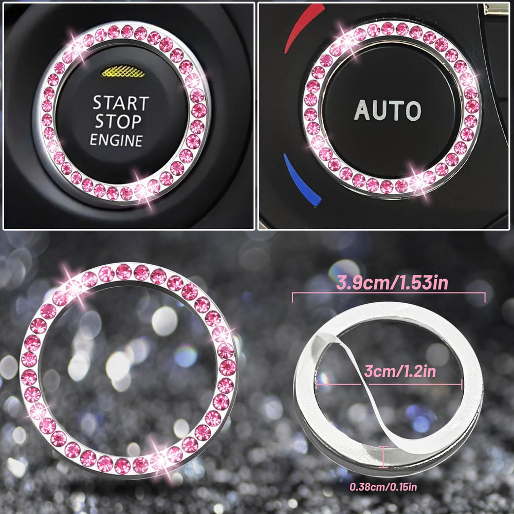NBTEPEM pink bling start button ring accents the cabin.