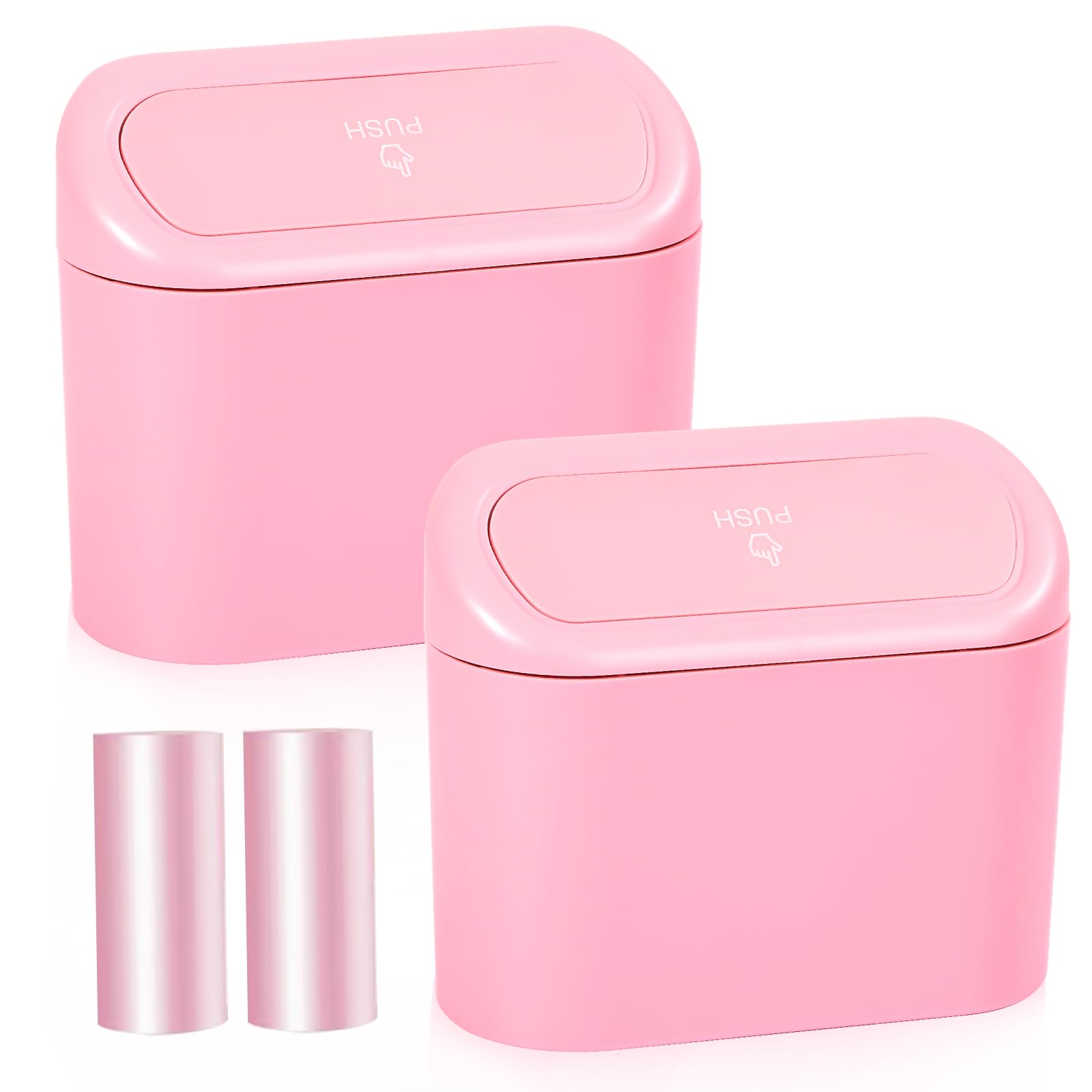 NBTEPEM pink car trash can with lid keeps cabin fresh