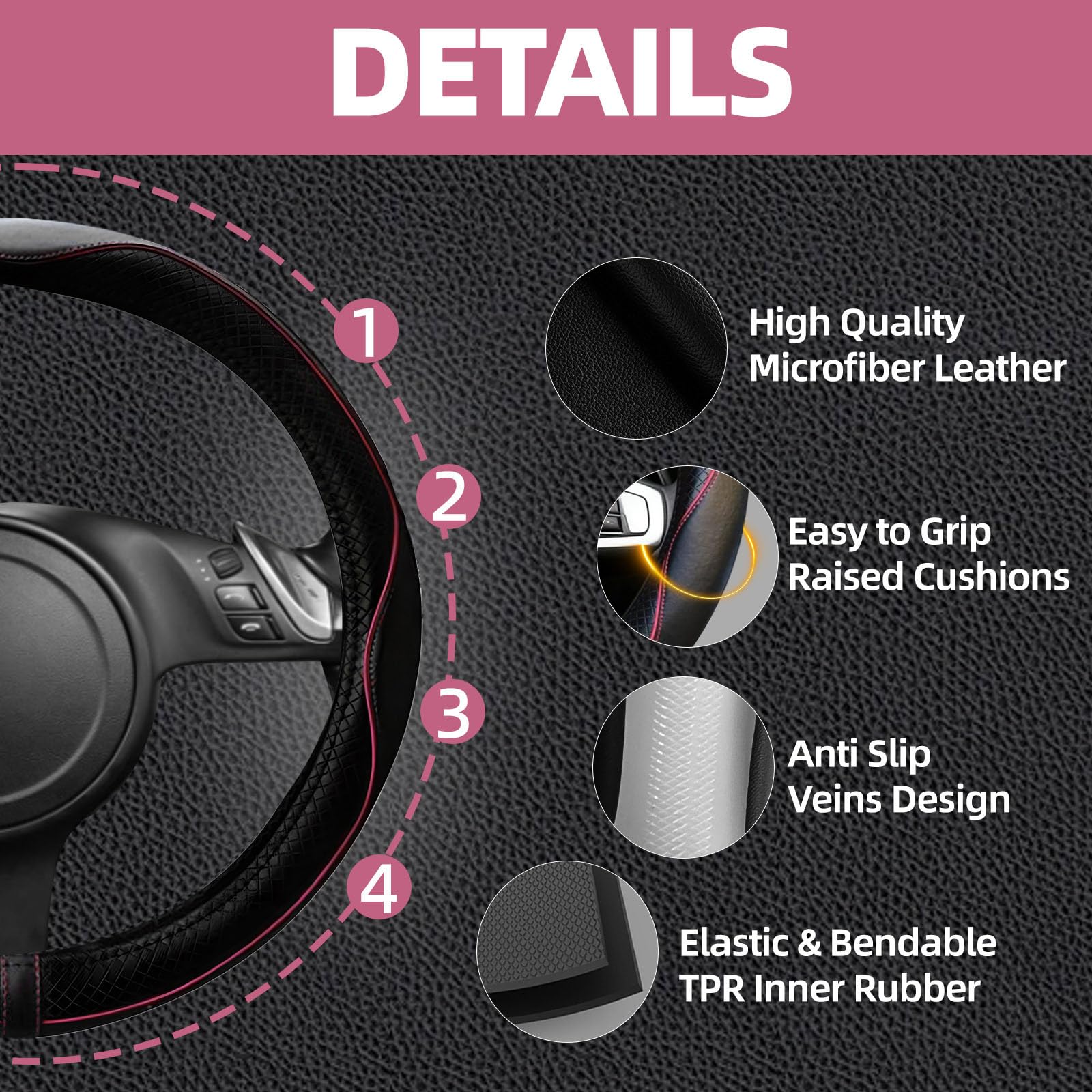 NBTEPEM pink seat belt cover pair enhances comfort on roads
