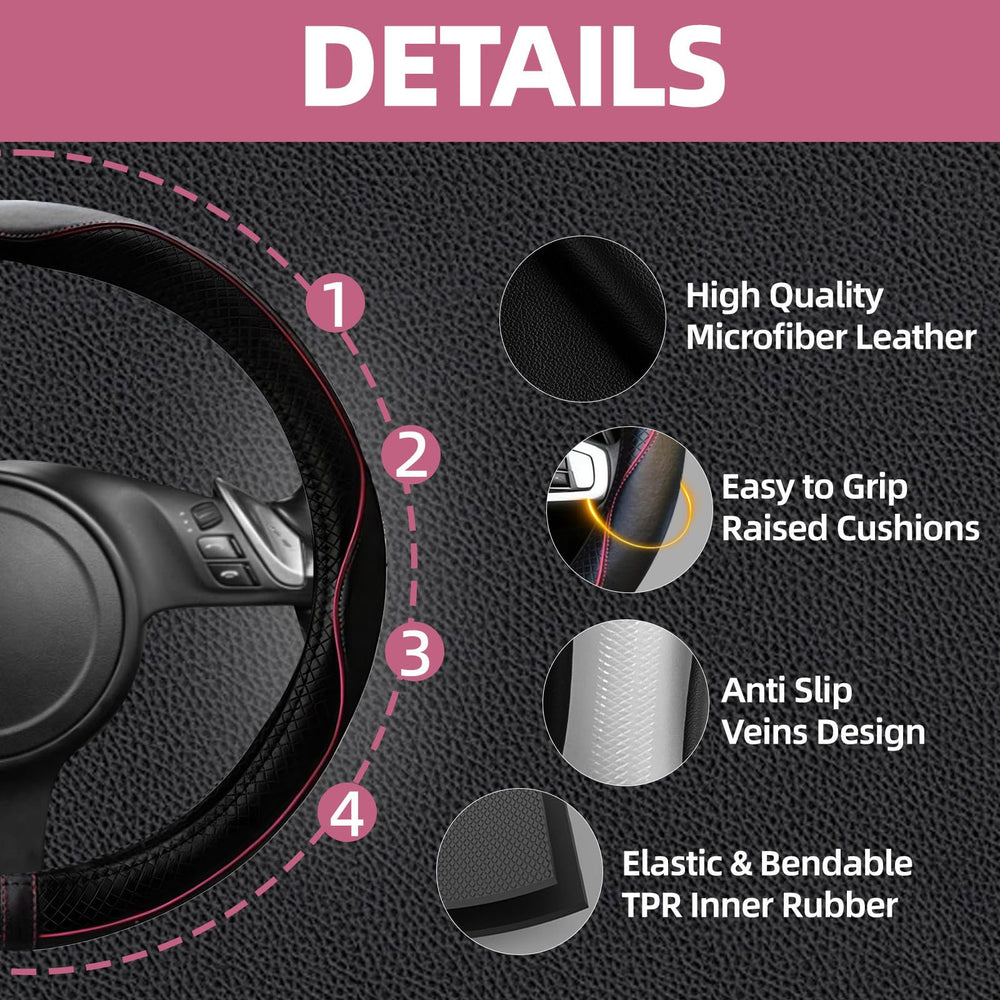 NBTEPEM pink seat belt cover pair enhances comfort on roads