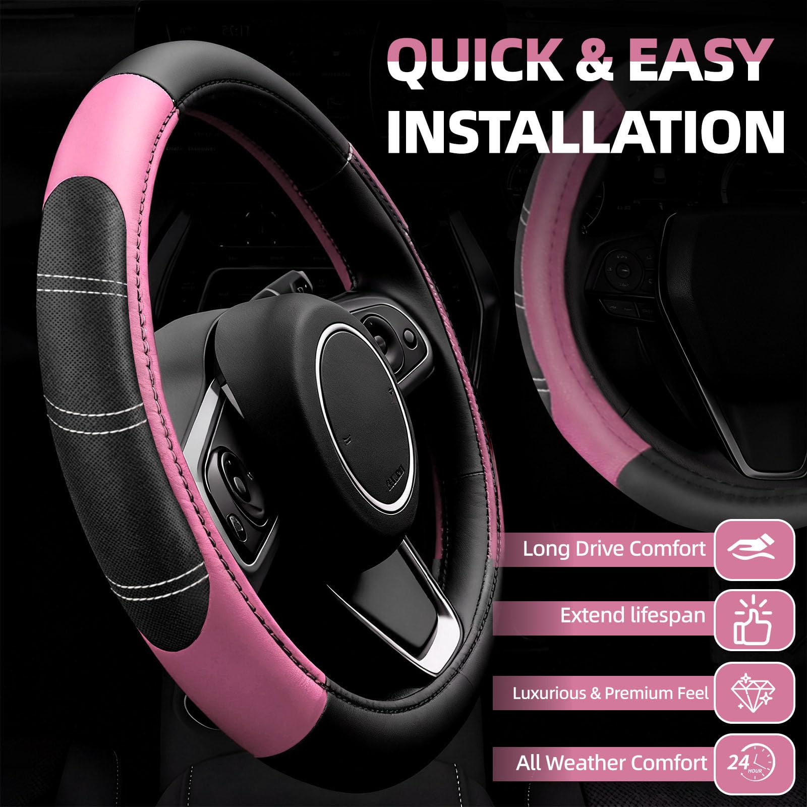NBTEPEM pink seat belt covers provide padded comfort for daily commutes.