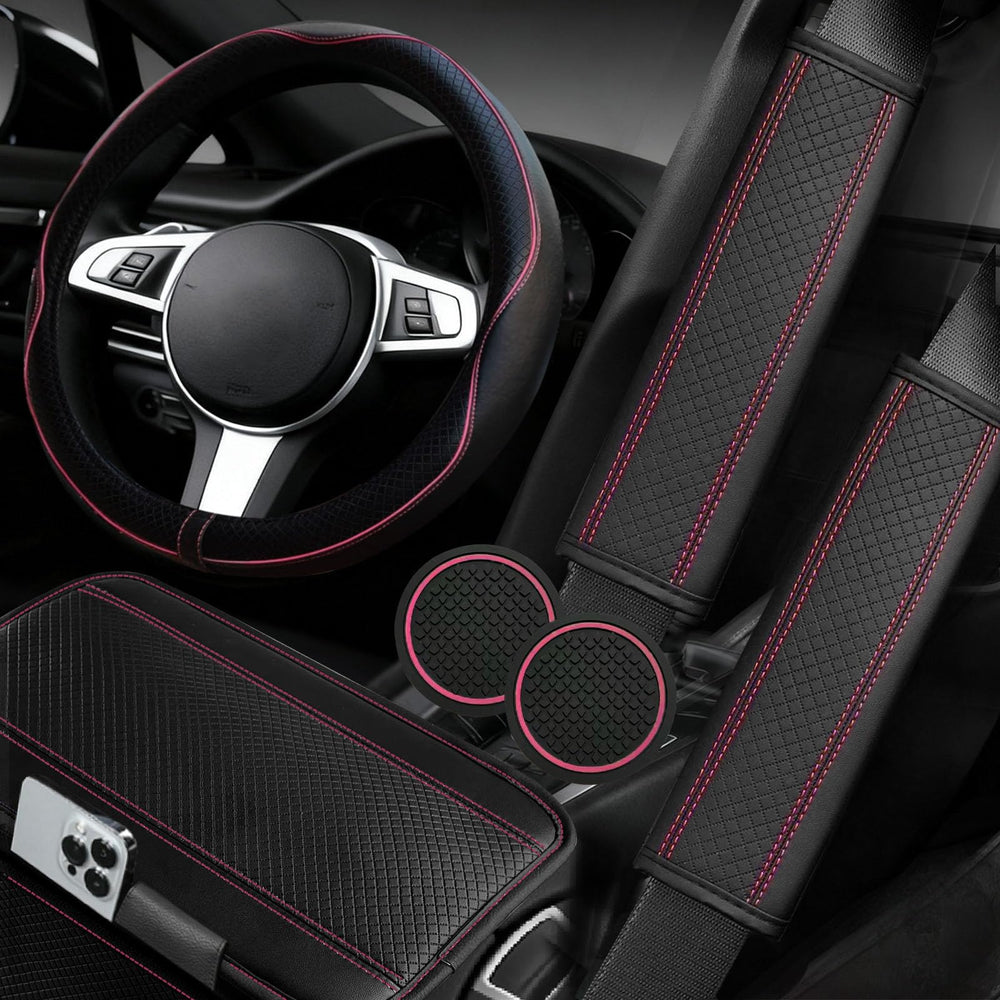 NBTEPEM pink steering wheel cover showing grip and style