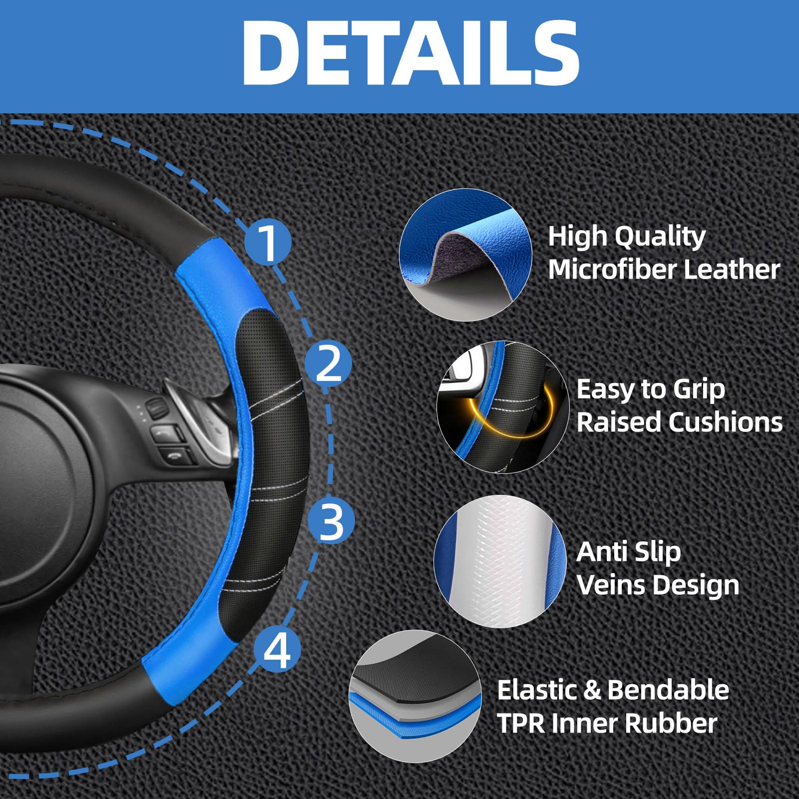 NBTEPEM blue seat belt cover two adds padding and keeps belts clean