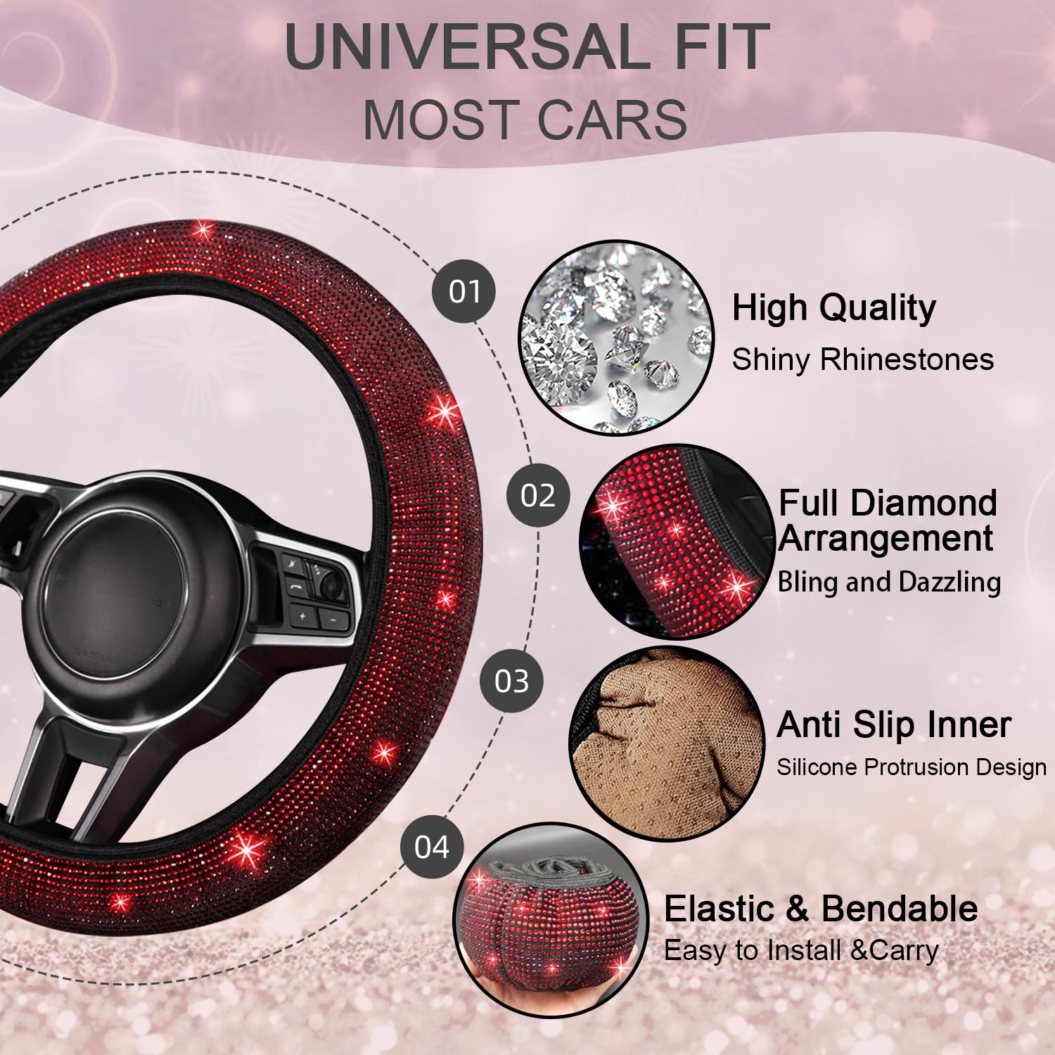 NBTEPEM red bling seat belt covers for added style and comfort