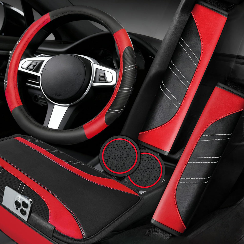 NBTEPEM steering wheel cover 14-15 inch installed for improved grip and sport look.