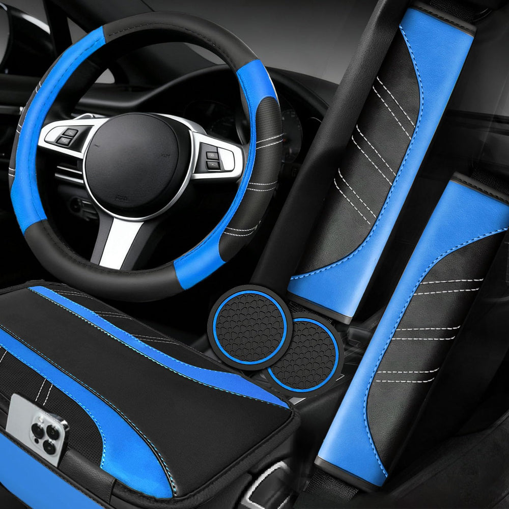 NBTEPEM steering wheel cover blue for 14.5-15 inch wheels improves grip and durability