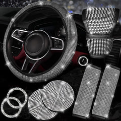 NBTEPEM steering wheel cover with sparkling rhinestones for stylish grip