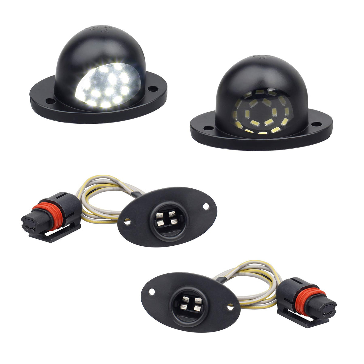 NDRUSH LED license plate light with socket harness for Ram – easier installation.