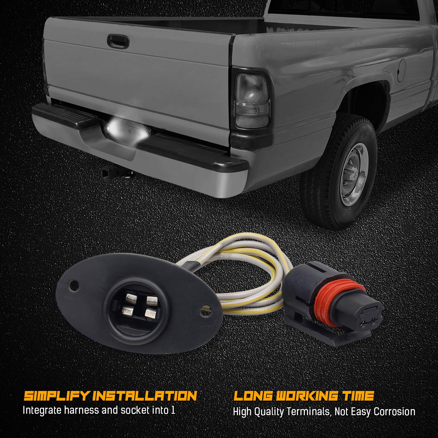 NDRUSH 6500K white LEDs enhance license plate readability.