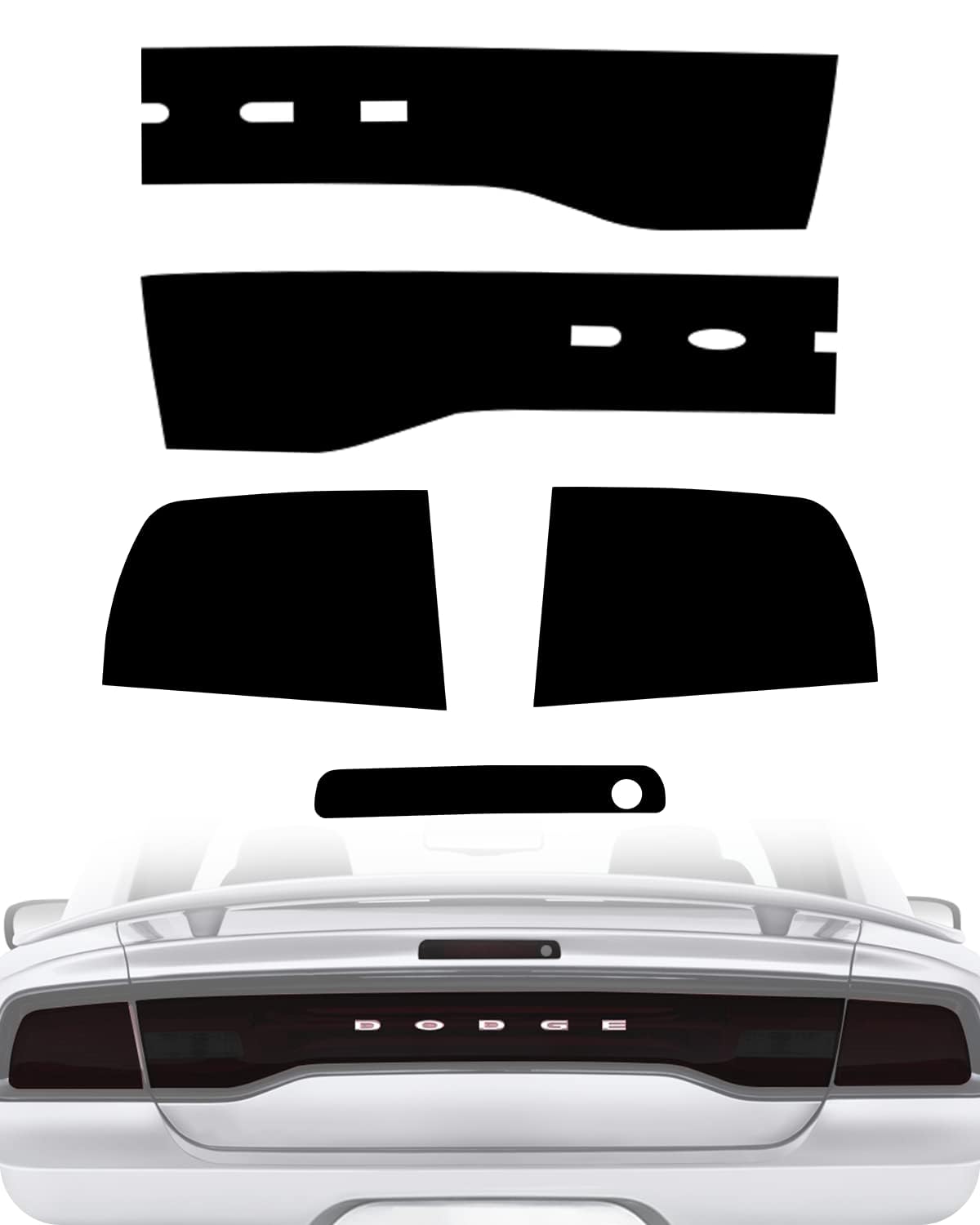 NDRUSH tail light tint film for Dodge Charger 2011-2014 with sleek blackout look