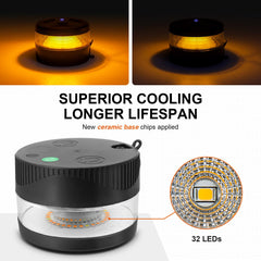 NeaLia amber strobe light emitting a high-visibility warning signal.