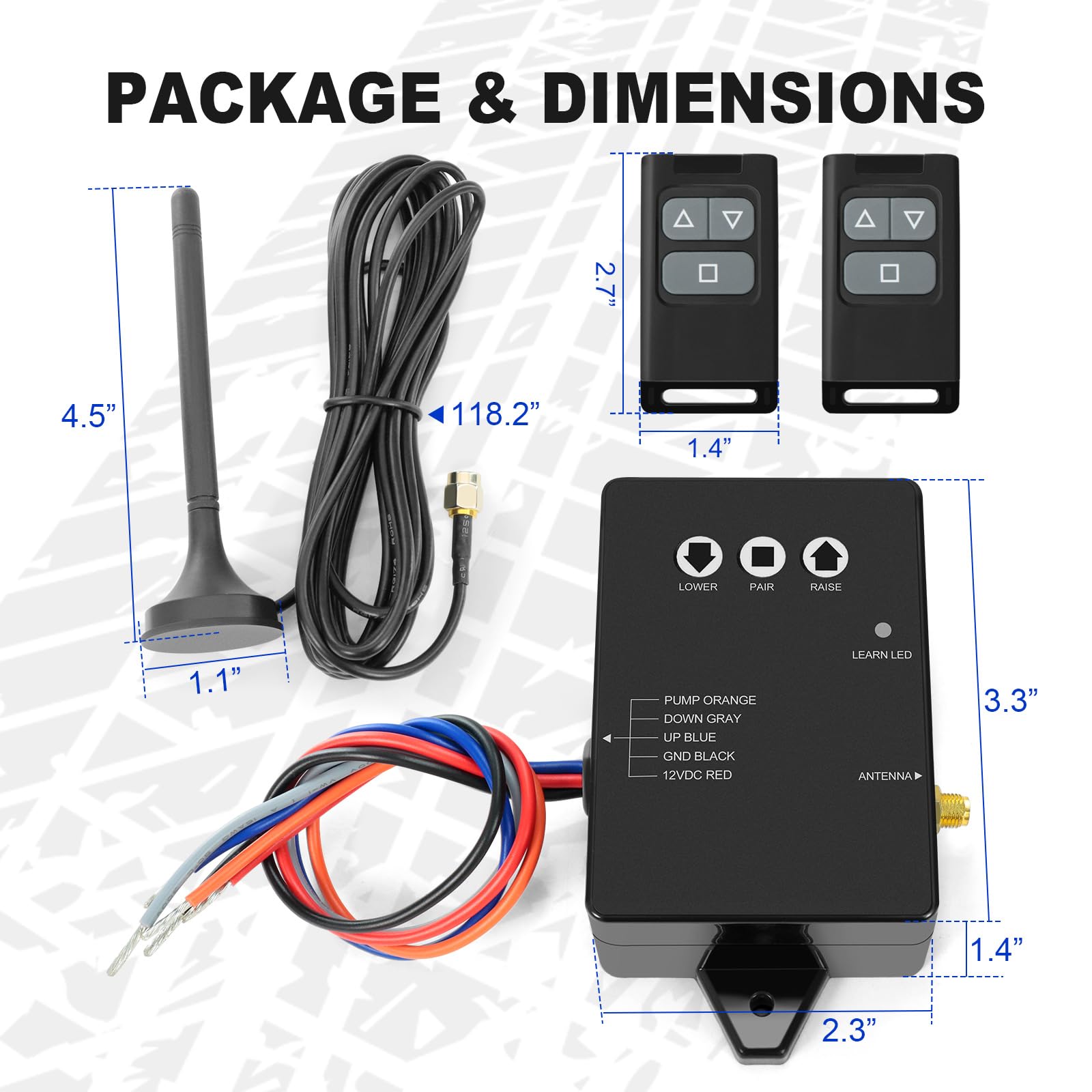 Complete NeaLia trailer controller kit includes remote, antenna, and manual for quick setup.