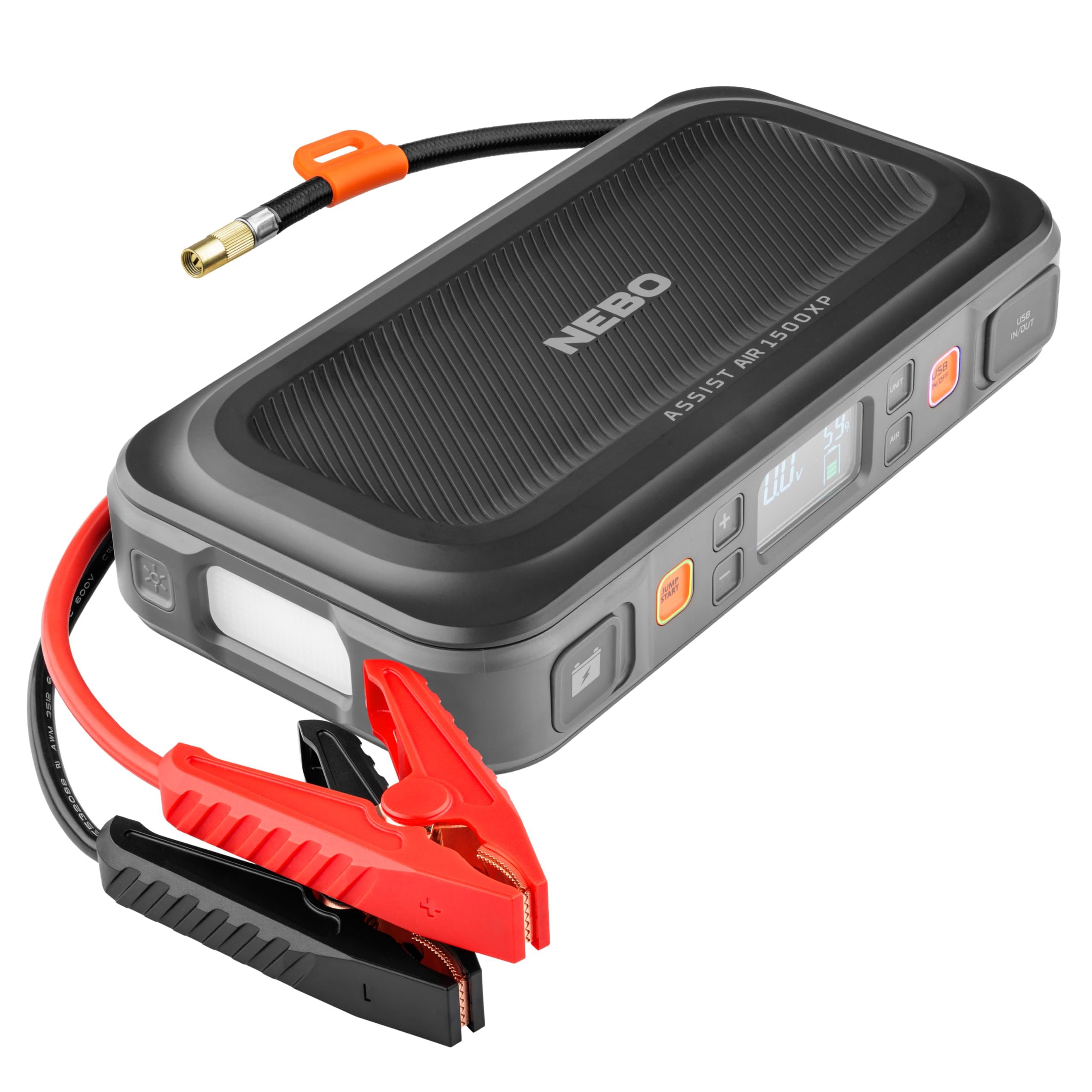 NEBO Assist Air 1500XP jump-start in action reviving a vehicle battery