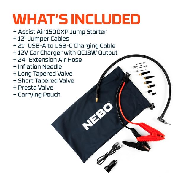 NEBO Assist Air 1500XP TSA-approved carry-on capable for travel