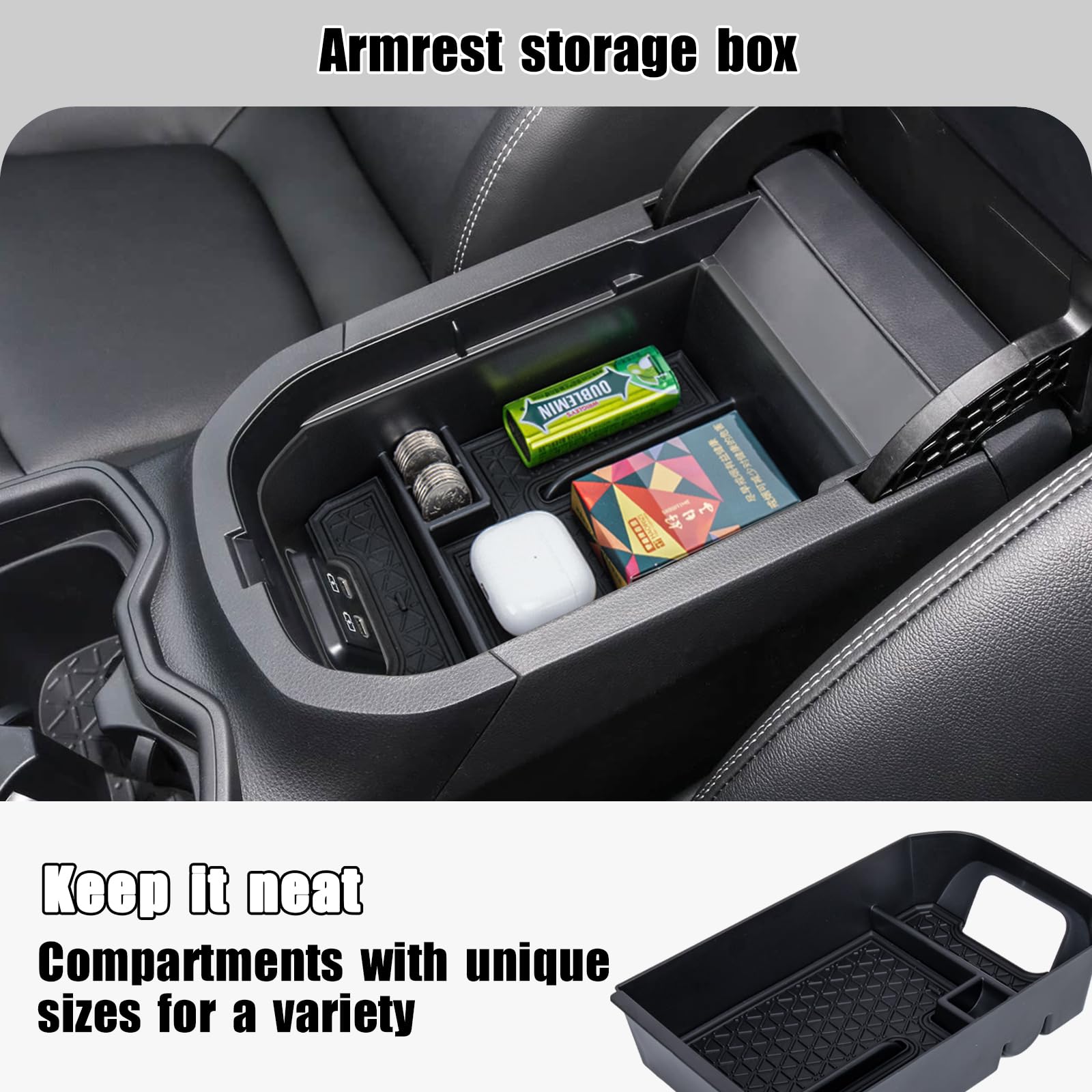 Anti-skid pads keep items secure in the Neepiar organizer for RAV4.