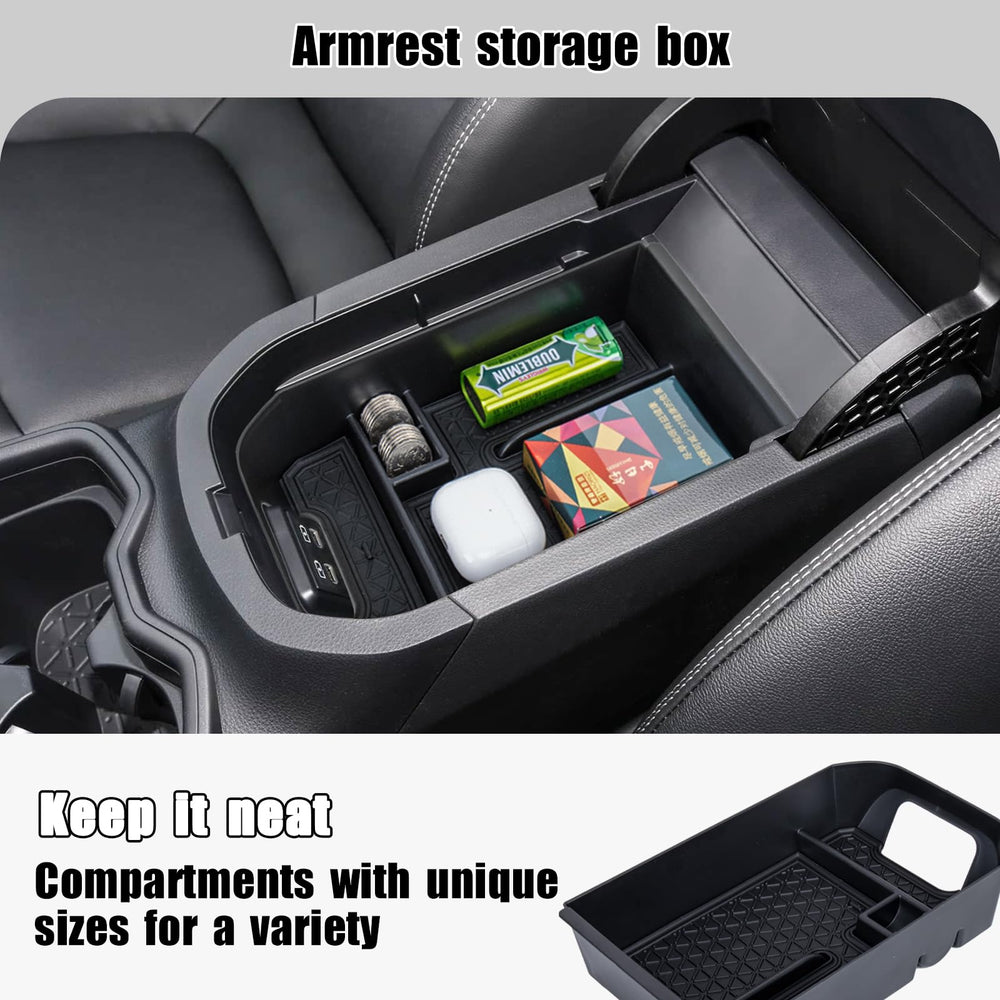 Anti-skid pads keep items secure in the Neepiar organizer for RAV4.