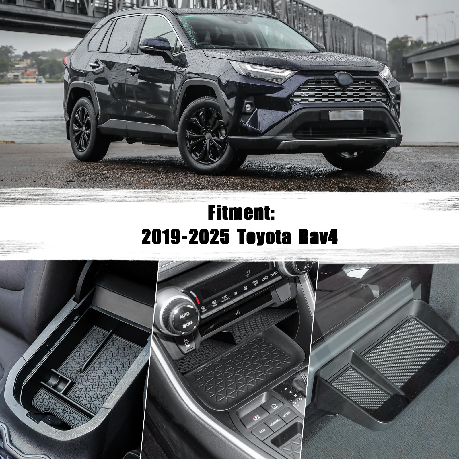 Neepiar armrest storage box adds roomy under-armrest space in the RAV4.