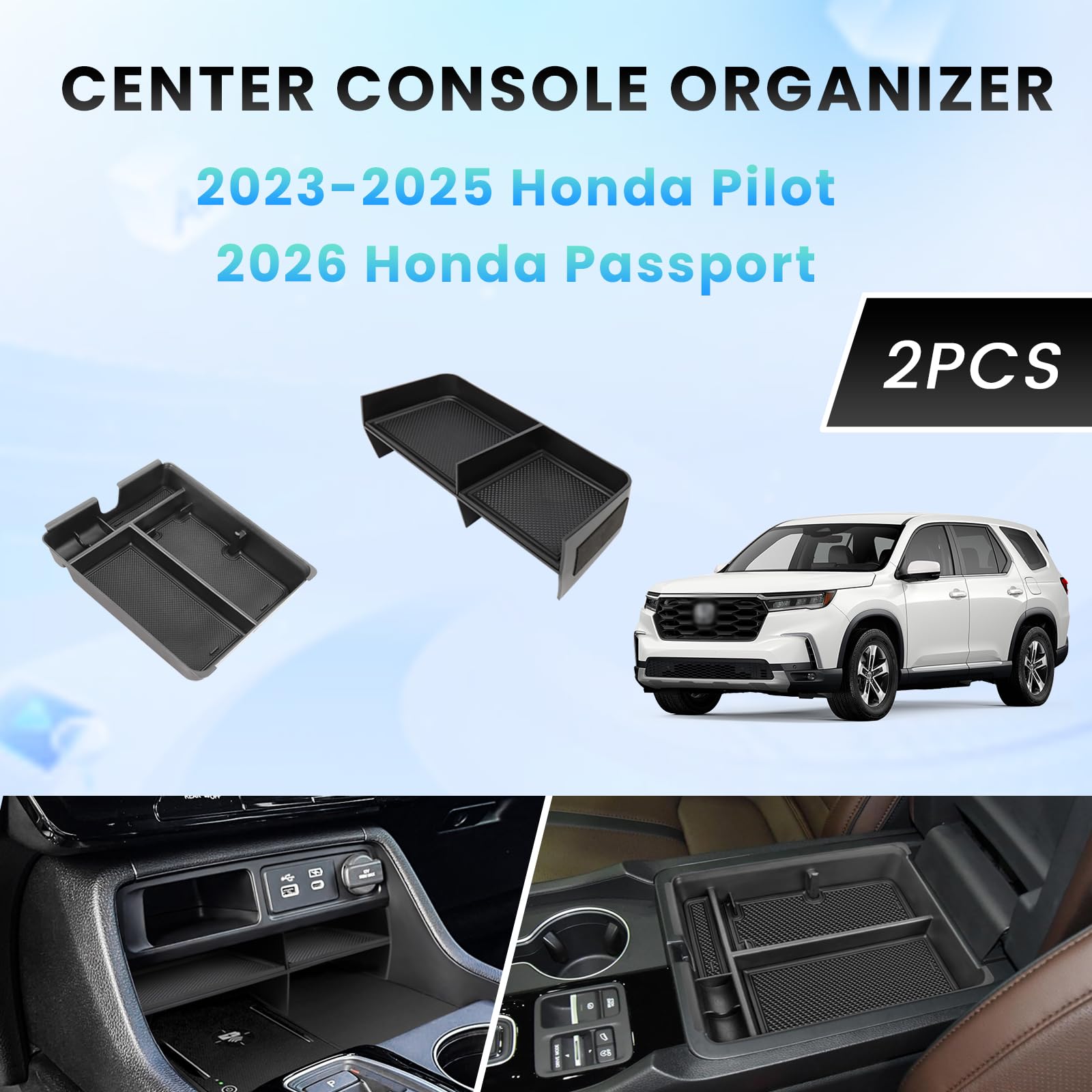 Neepiar armrest storage tray in Honda Pilot for clutter-free reach