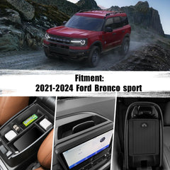 Neepiar Bronco Sport armrest storage box provides discreet, secure stowage.