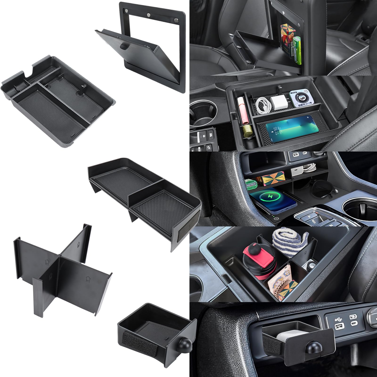 Neepiar center console divider tray keeps items neatly organized while driving