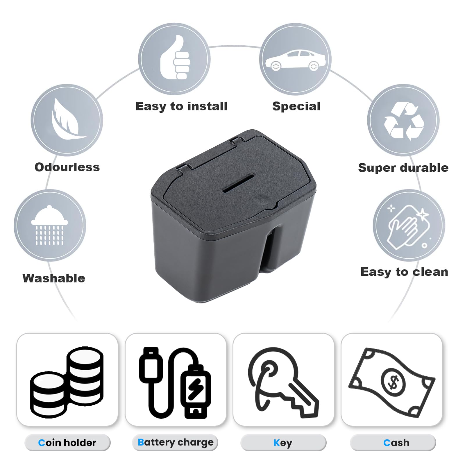 Neepiar durable-abs-coin-holder maintains tidy interior and resists daily wear.