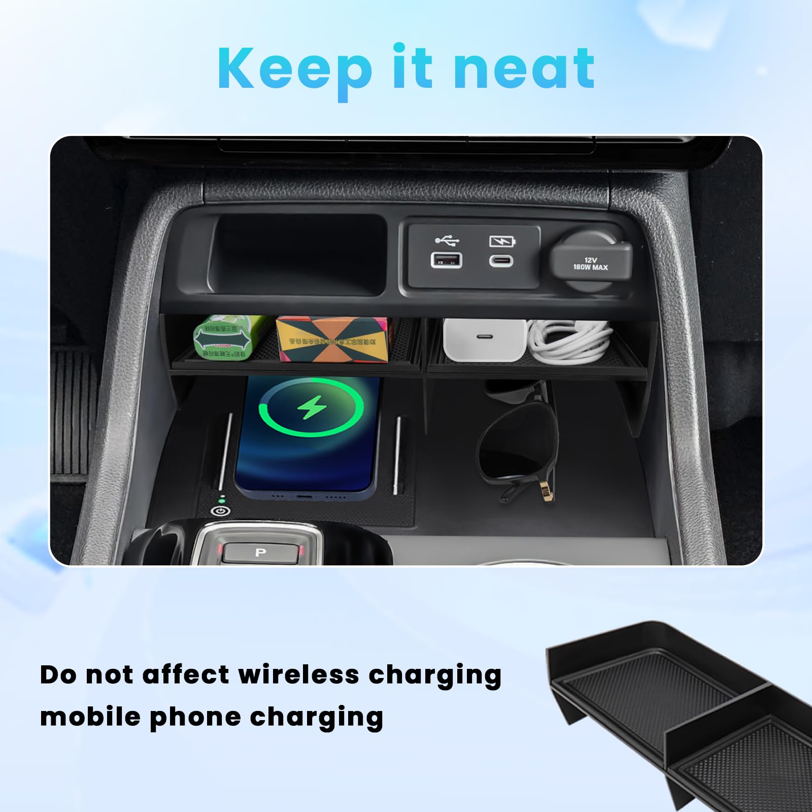 Neepiar center console easy-clean tray simplifies maintenance and quick resets