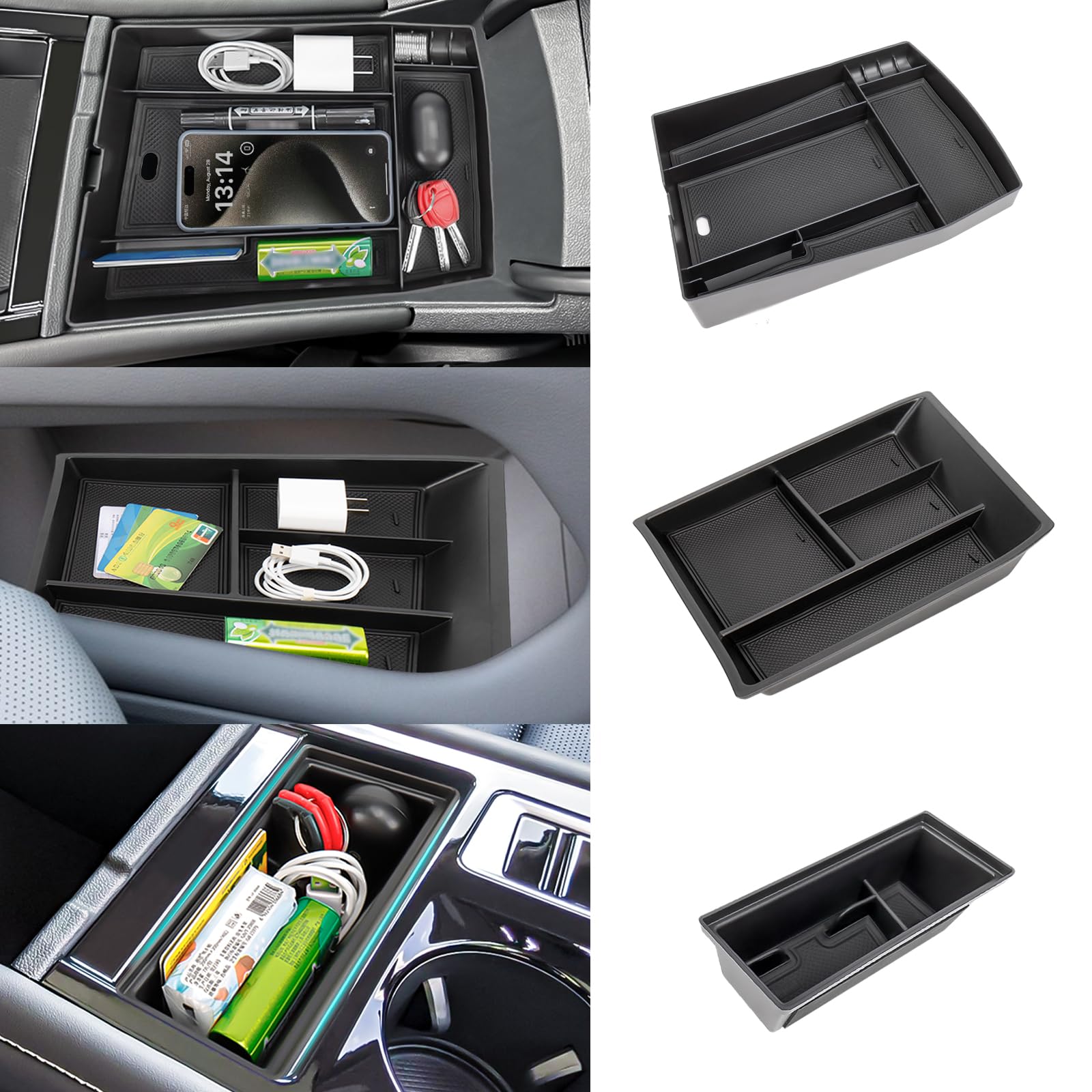 Neepiar center console lower-tray keeps coins and keys neatly organized.