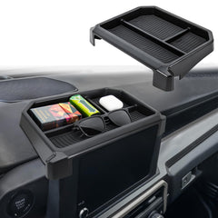 Neepiar center-console organizer behind the screen keeps sunglasses within easy reach.