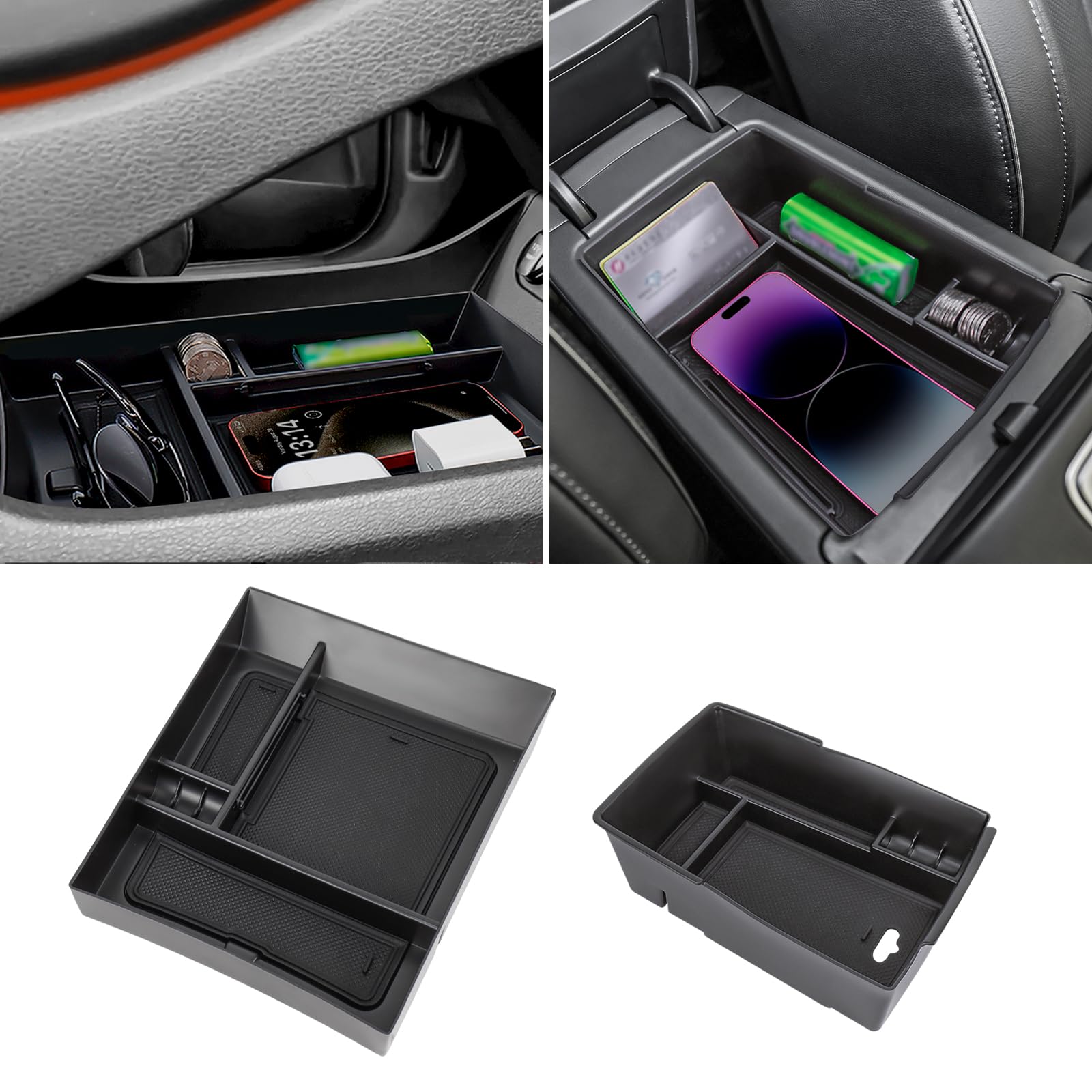 Neepiar center console organizer lower tray keeps Santa Fe organized and accessible.