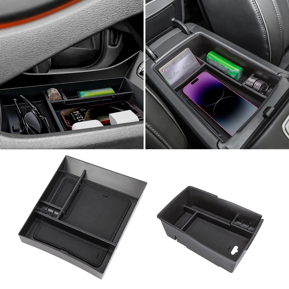 Neepiar center console organizer lower tray keeps Santa Fe organized and accessible.