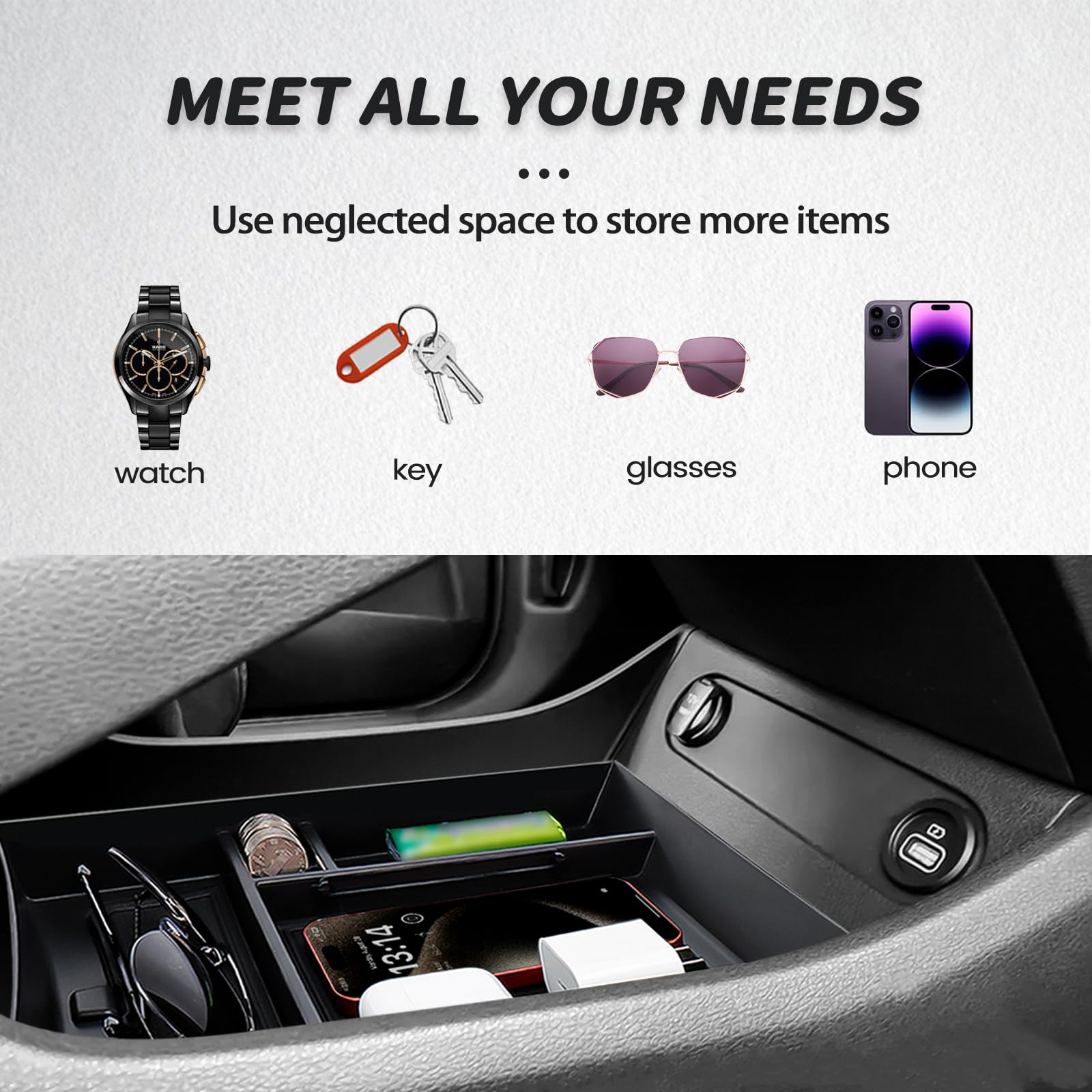 Neepiar premium ABS center console organizer offers durability with a refined look.