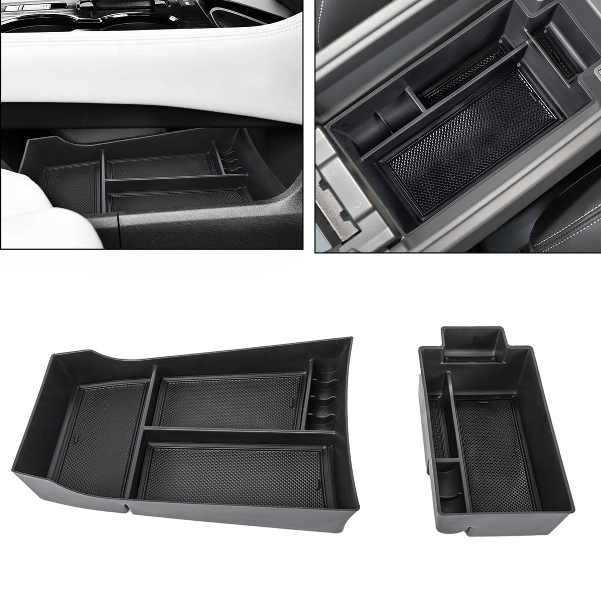 Neepiar center console organizer for Rogue, top view showing tidy tray for quick access.