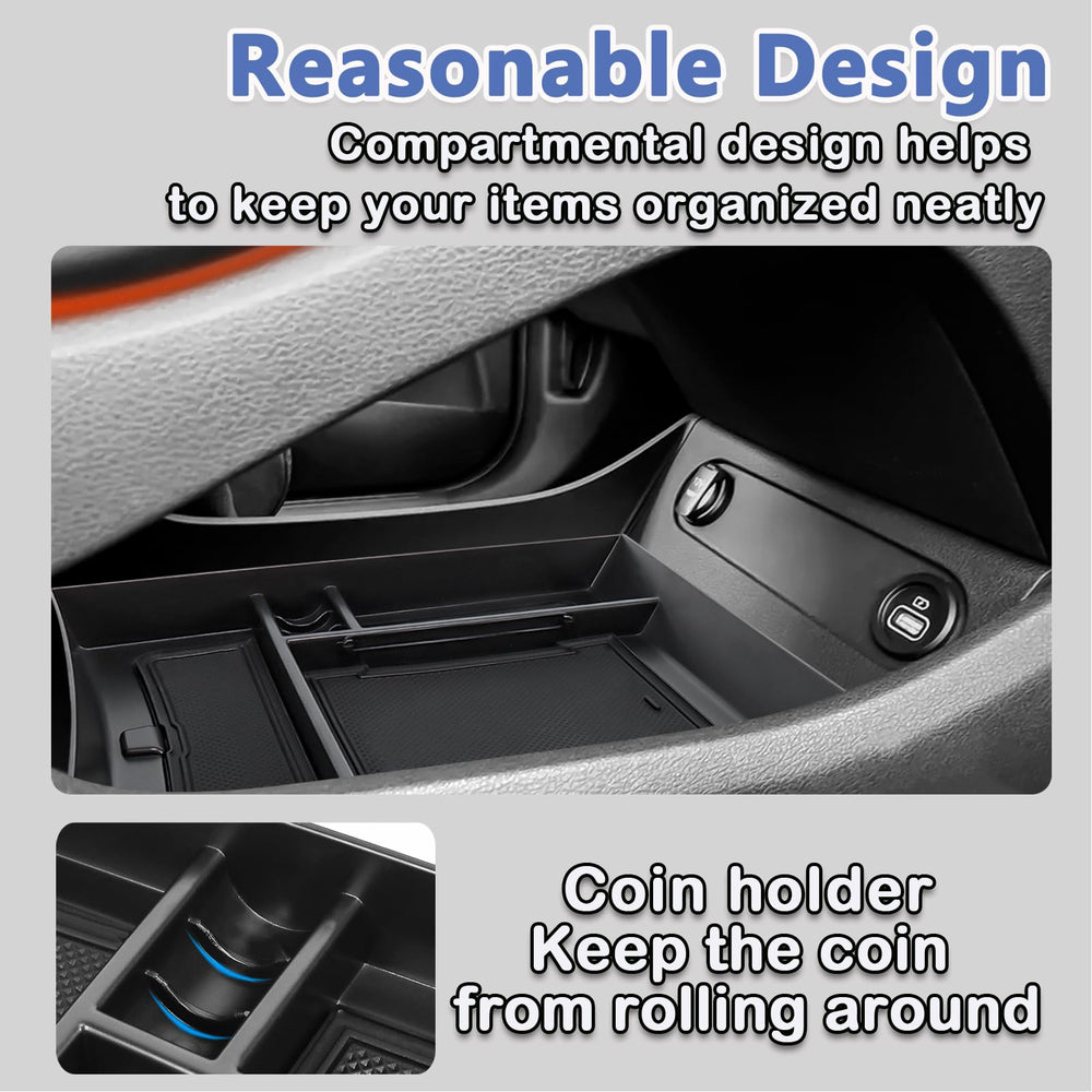 Neepiar center console organizer features a rubber pad to reduce driving noise.