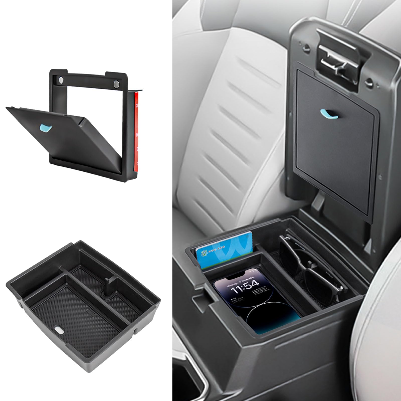 Neepiar center-console-organizer front view keeps sunglasses within reach.