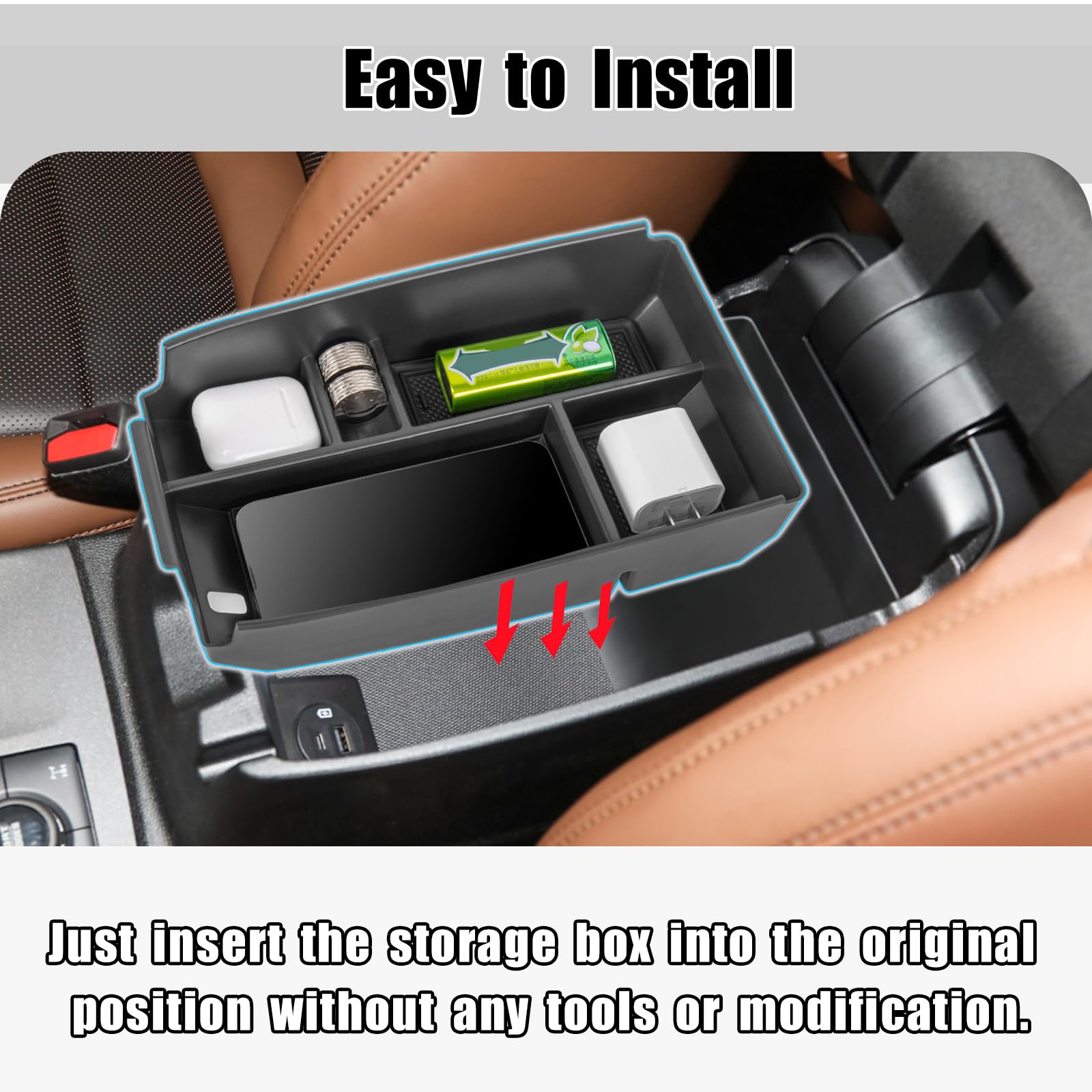 Neepiar center-console-tray easy-clean design simplifies maintenance