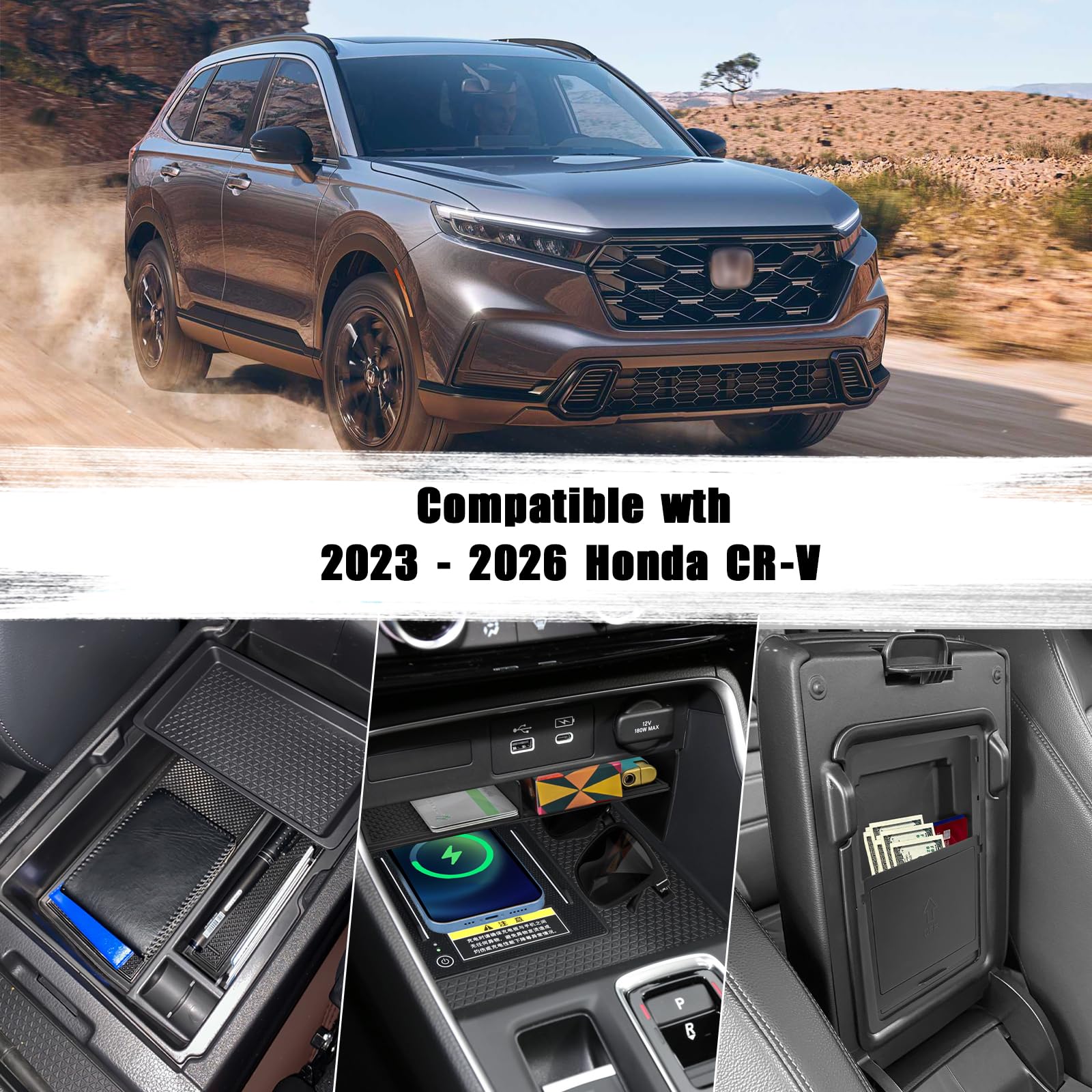 Neepiar CR-V hidden storage tray inside view stores valuables securely.