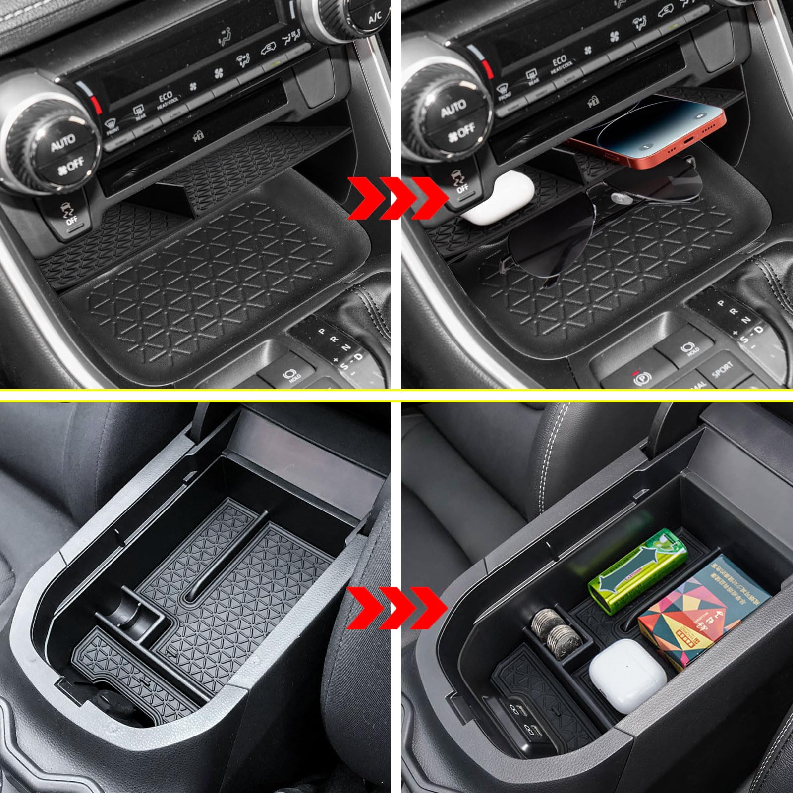 Neepiar non-slip pad keeps items from shifting during drives in the RAV4.