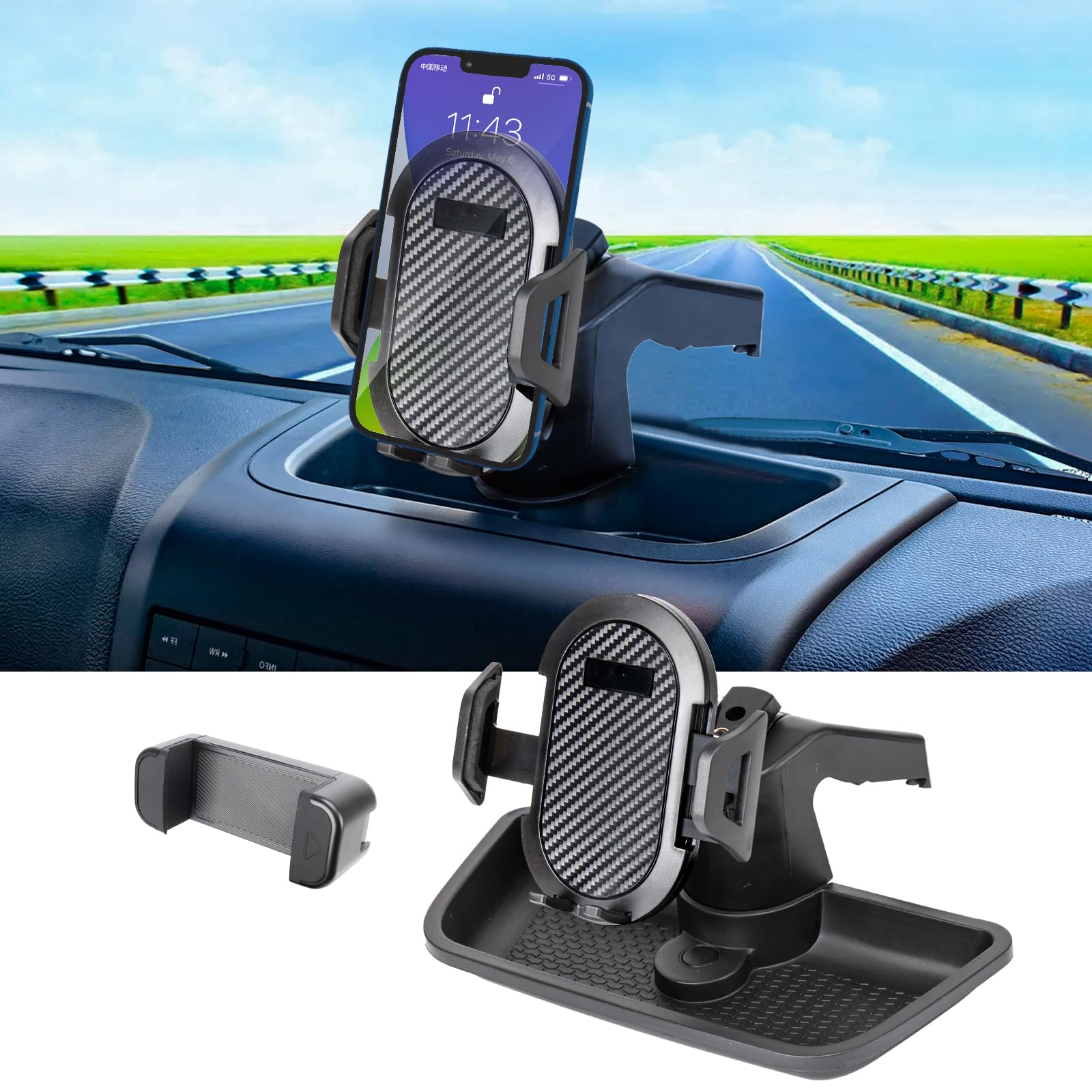 Neepiar dash-mount on Jeep Wrangler for secure hands-free use.