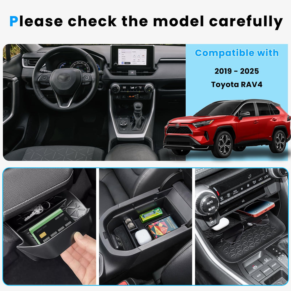 Neepiar Rav4 center console divider neatly separates items for tidy storage.