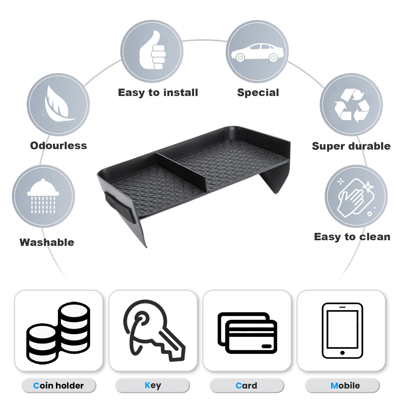 Neepiar Rav4 small tray stores keys and cards securely during drives.