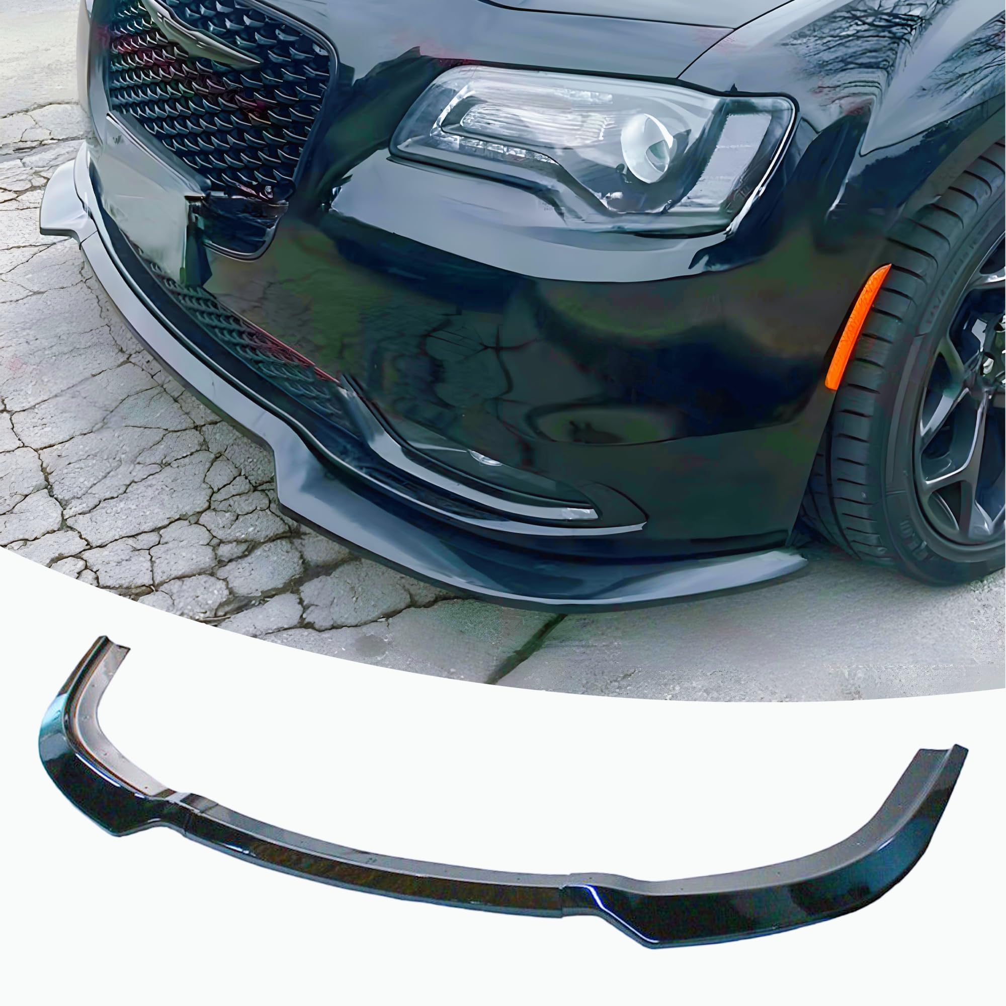 NeespoC front bumper lip splitter for Chrysler 300 enhances a bold, athletic look.