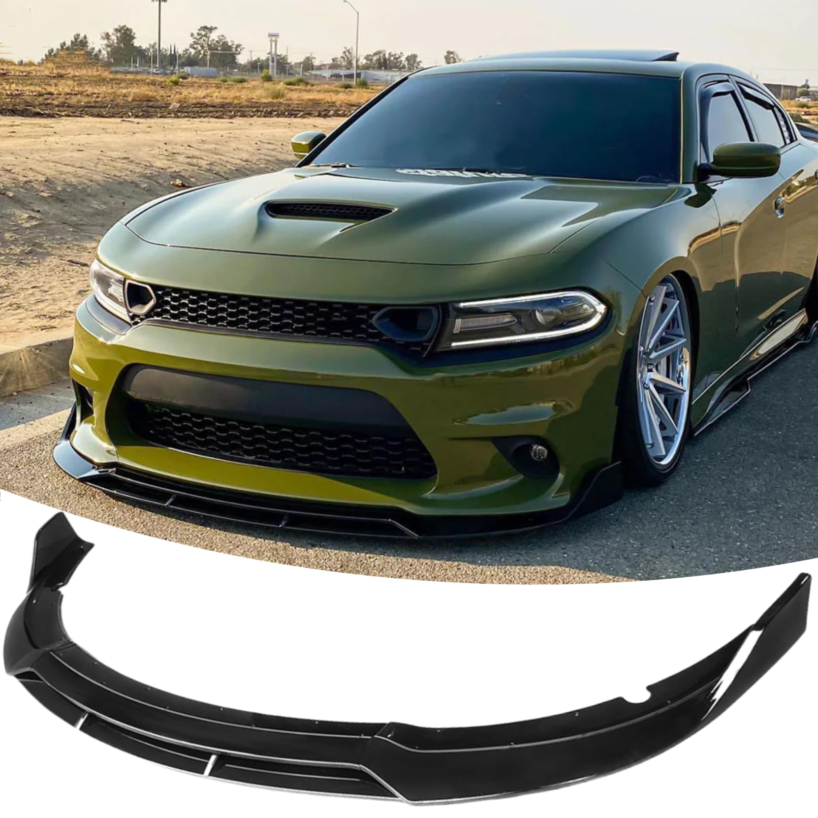 NeespoC front bumper lip splitter for Dodge Charger enhances aggressive styling