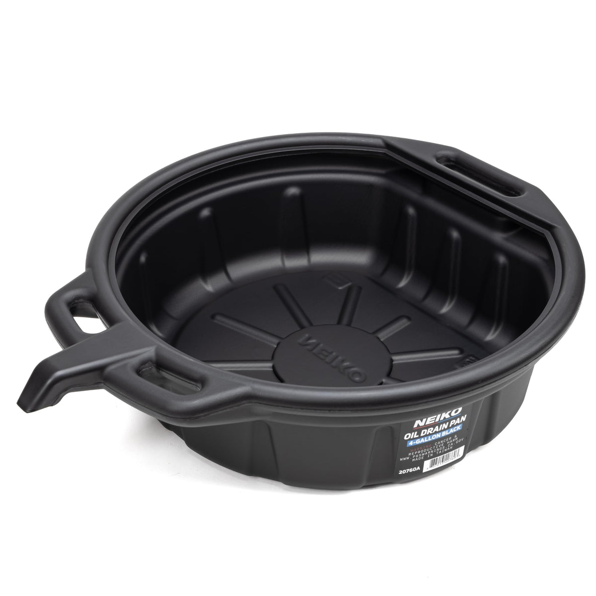 NEIKO 20760A oil drain pan front view with anti-splash lip for mess-free changes