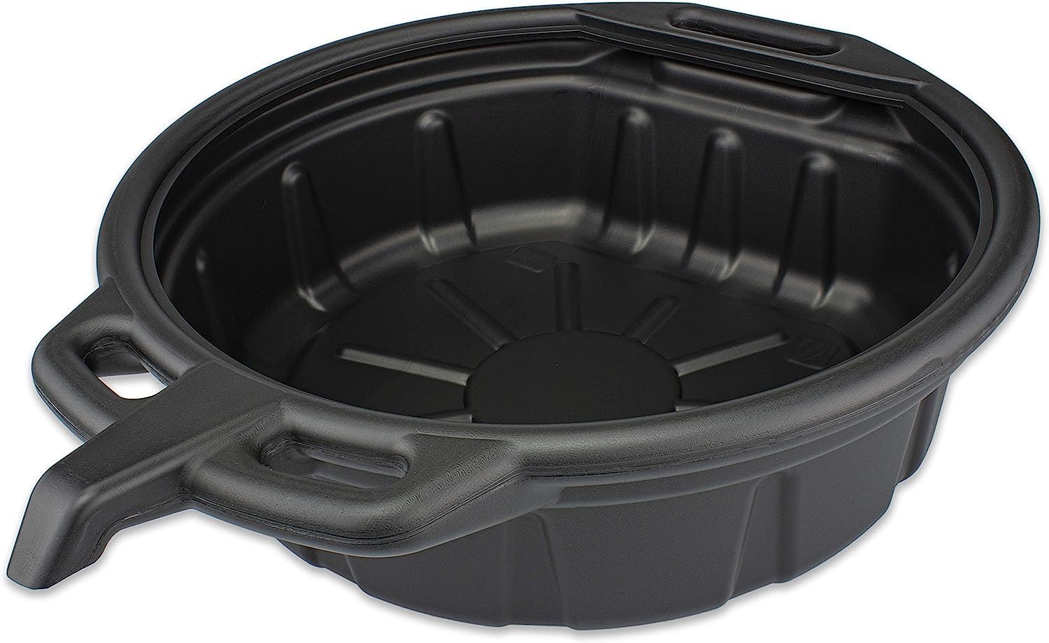 NEIKO 20762A oil drain pan with anti-splash edge prevents spills during oil changes.
