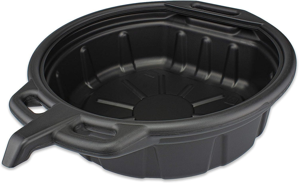 NEIKO 20762A oil drain pan with anti-splash edge prevents spills during oil changes.