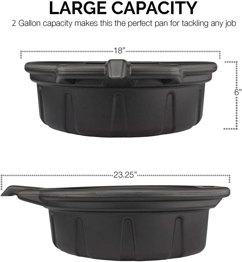 NEIKO 20762A oil drain pan shown with side handles for easy transport.
