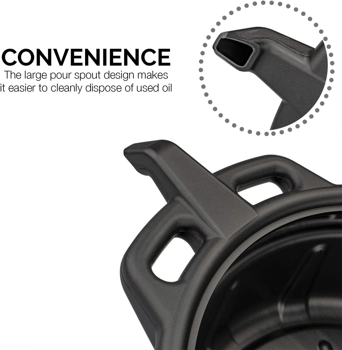 NEIKO 20762A oil drain pan designed for hanging storage when not in use.