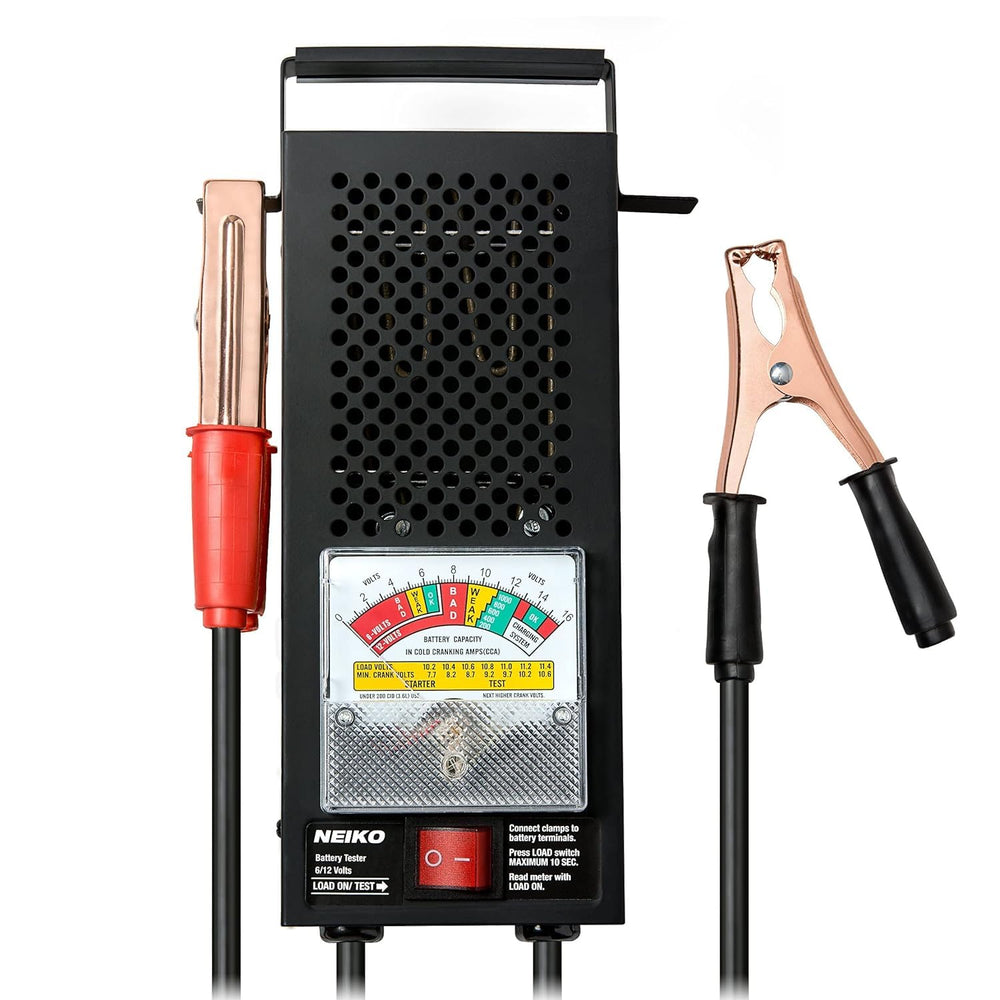 NEIKO 40510A battery load tester dial for quick, accurate testing on 12V and 6V batteries.