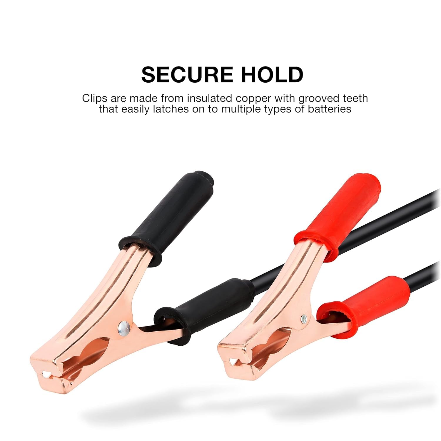 NEIKO 40510A copper clamp connectors with color-coded grips for safe terminal placement.