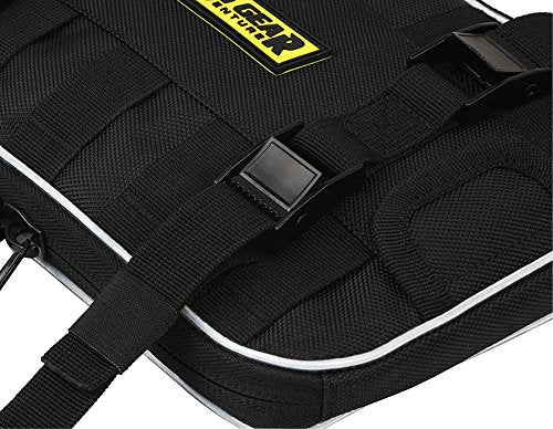 Nelson-Rigg front fender bag mounted on motorcycle fork during ride